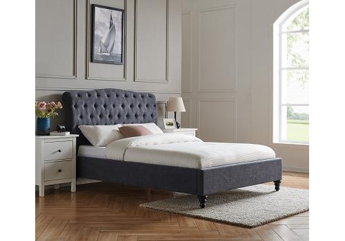 5ft King Size Roz dark grey fabric upholstered bed frame bedstead 1